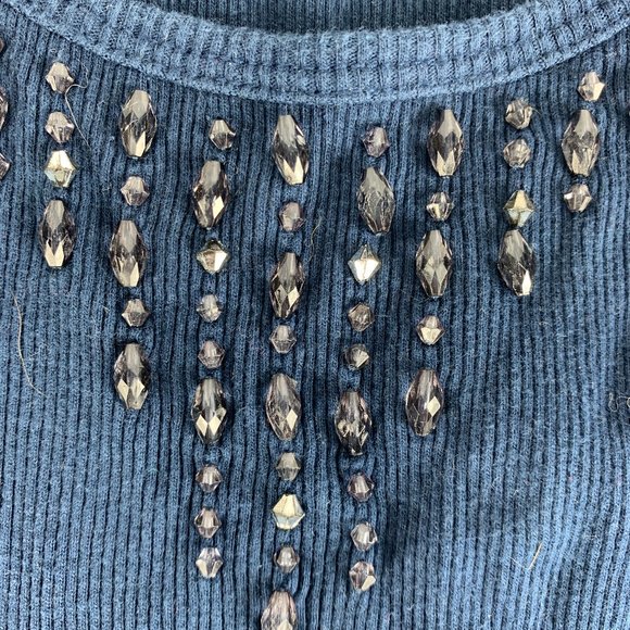 New York & Company Small Navy Blue Tank Top Beaded - Picture 2 of 4